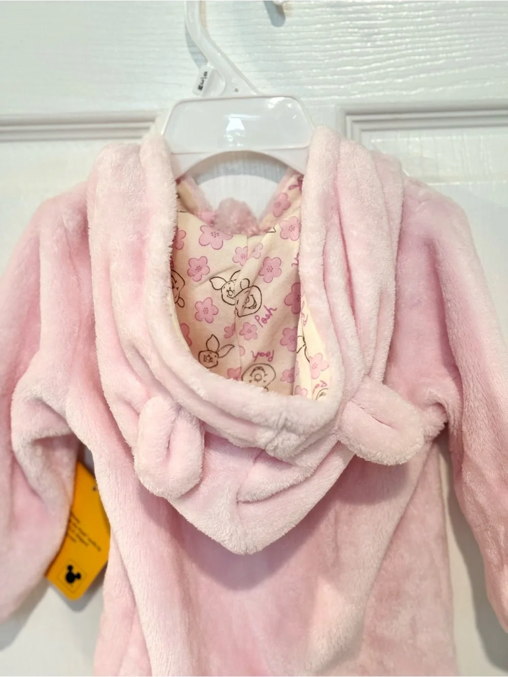 Disney WINNIE THE POOH Piglet Pink One Piece Footie Hood SIZE 0/3 Month NEW